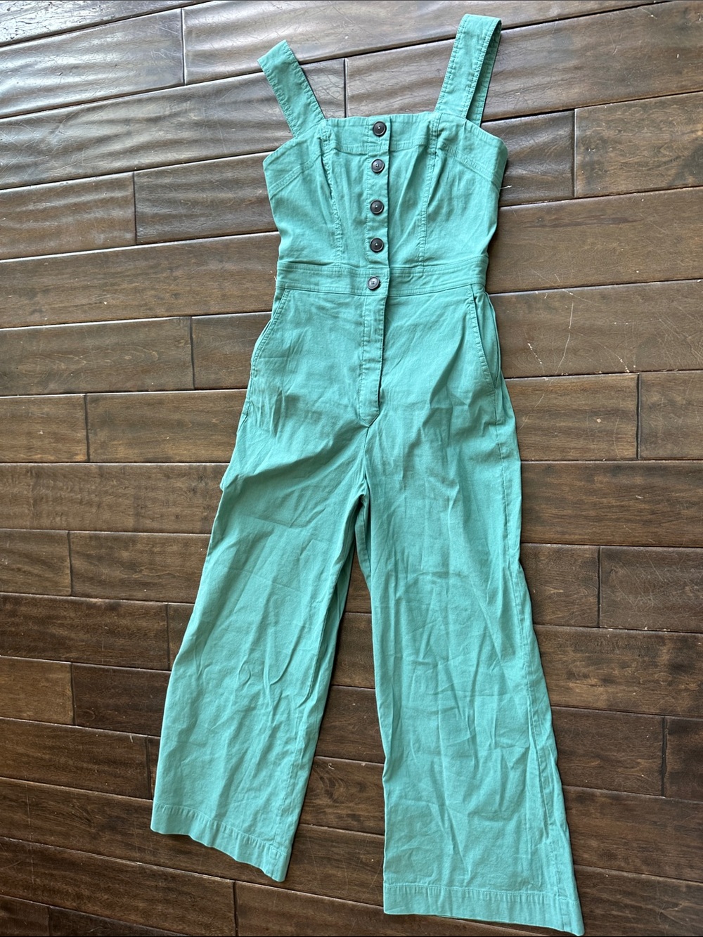 Women's Green Button-Front Colette Jumpsuit